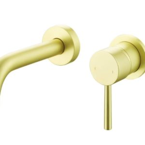 Pesca Brushed Brass Wall Mounted Basin Mixer