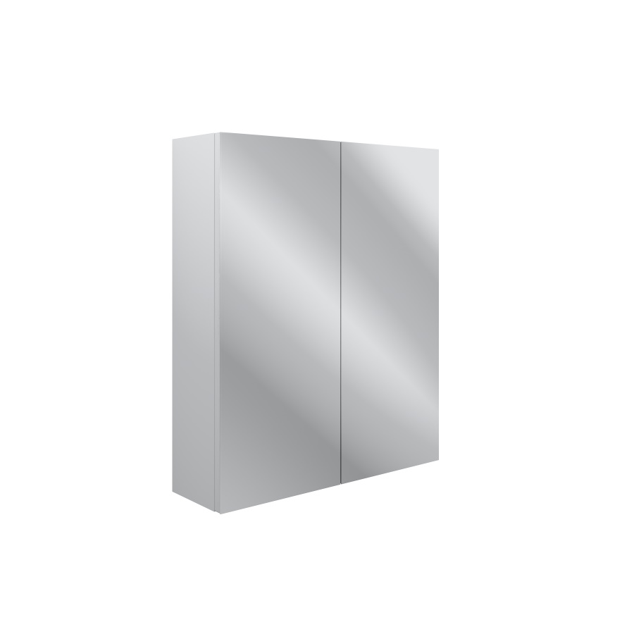 Benita Satin White Ash 600mm 2 Door Mirrored Wall Unit