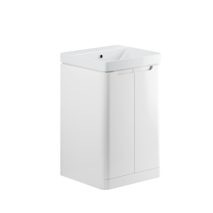 Lambra White Gloss 500mm 2 Door Floor Standing CR Vanity Unit Inc. Basin