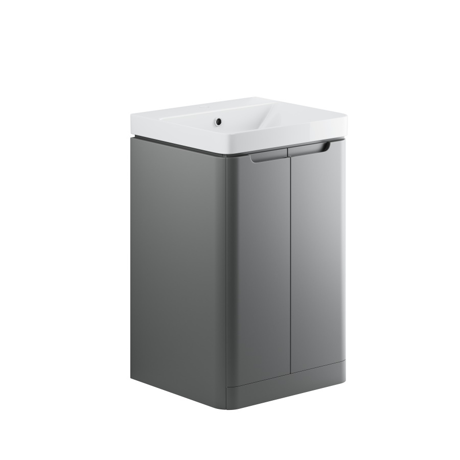 Lambra Matt Grey 500mm 2 Door Floor Standing CR Vanity Unit Inc. Basin