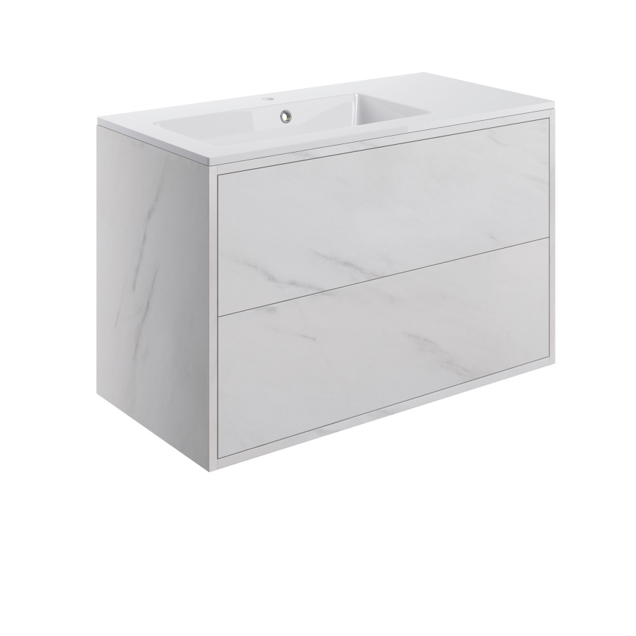 Perla Marble 900mm Wall Hung Unit Inc. Basin