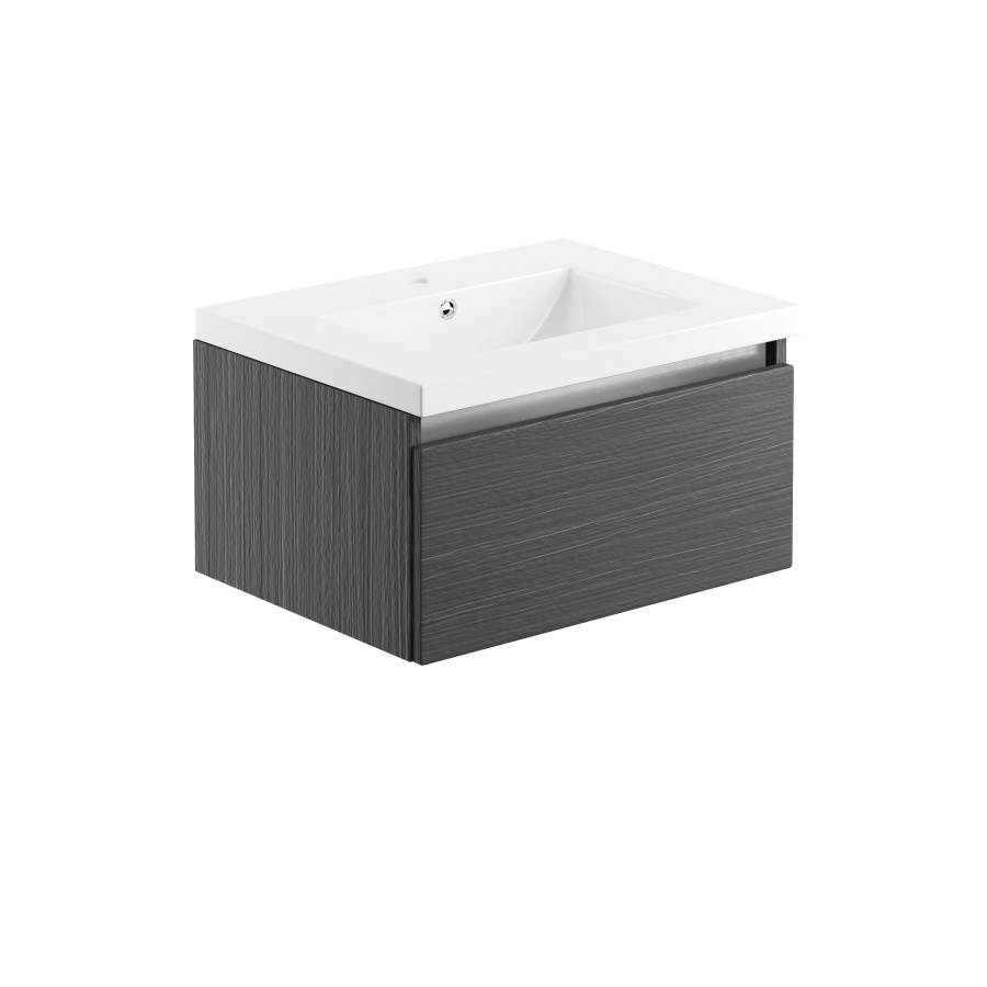 Carino Graphitewood 600mm Wall Hung Unit Inc. Basin