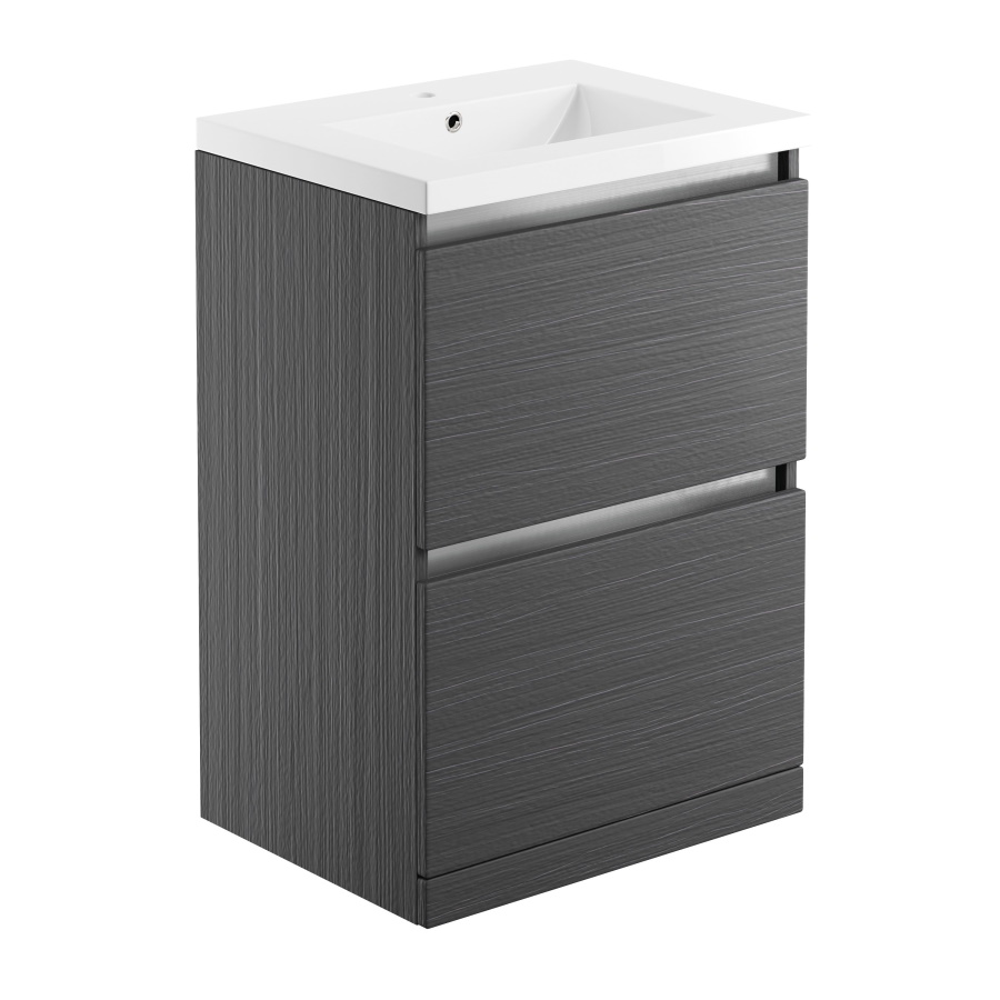 Carino Graphitewood 600mm Floor Standing Unit Inc. Basin