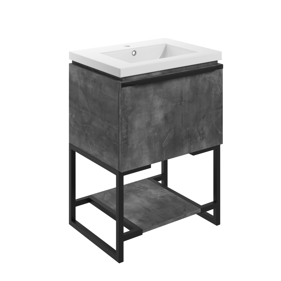 Framework Grey Metal 615mm Floor Standing Unit Inc. Basin