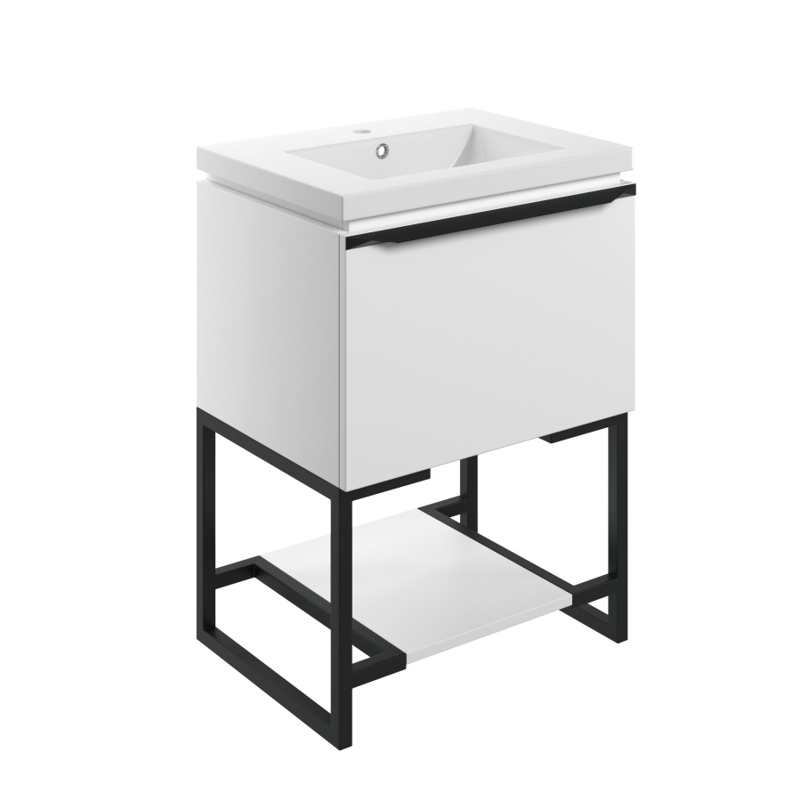 Framework Matt White 615mm Floor Standing Unit Inc. Basin