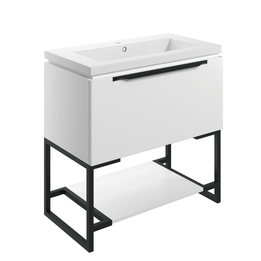 Framework Matt White 815mm Floor Standing Unit Inc. Basin