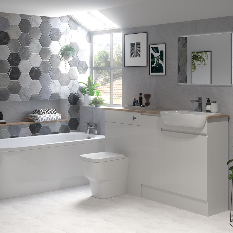 pure white gloss fitted bathroom