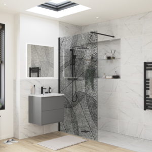 Reflexion Iconix Wetroom Panel Black Leaves