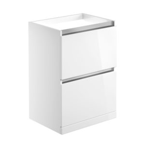 Carino White Gloss 600mm Floor Standing Basin Unit No Top