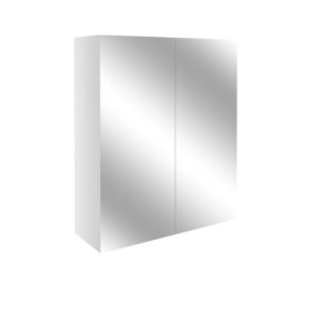 Alba White Gloss 600mm 2 Door Mirrored Wall Unit