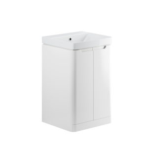 Lambra White Gloss 500mm 2 Door Floor Standing CR Vanity Unit Inc. Basin