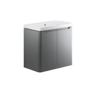 Lambra Matt Grey 600mm 2 Door Floor Standing Vanity Unit Inc. Basin