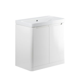 Lambra White Gloss 800mm 2 Door Floor Standing Vanity Unit Inc. Basin