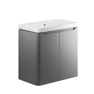 Lambra Matt Grey 800mm 2 Door Floor Standing Vanity Unit Inc. Basin