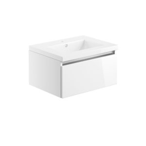 Carino White Gloss 600mm Wall Hung Unit Inc. Basin