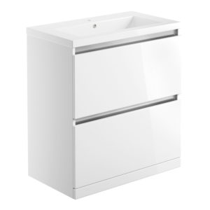 Carino White Gloss 800mm Floor Standing Unit Inc. Basin