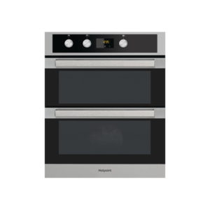 DKU5541JCIX Hotpoint Brushed chrome and black double oven