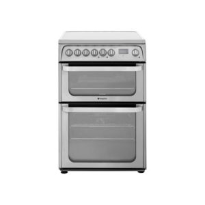 HUI611X Hotpoint Brushed Chrome double cooker