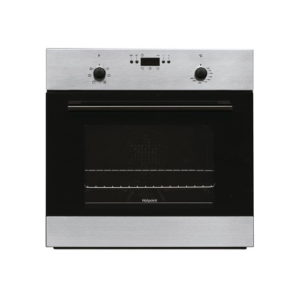 MMY50IX Hotpoint Brushed chrome and black single oven