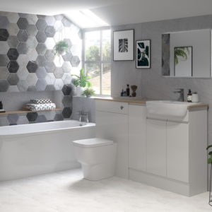 pure white gloss fitted bathroom