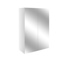 Alba White Gloss 500mm 2 Door Mirrored Wall Unit
