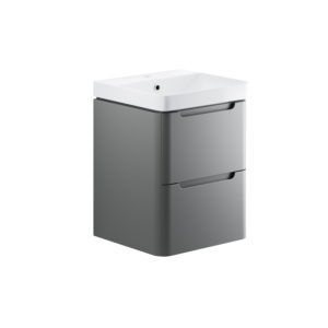 Lambra Matt Grey 500mm 2 Drawer Wall Hung Vanity Unit Inc. Basin