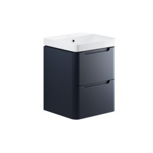 Lambra Matt Indigo 500mm 2 Drawer Wall Hung CR Vanity Unit Inc. Basin