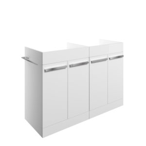 Morina White Gloss 1200mm Run -2 x 600mm Floor Standing Vanity Unit No Top