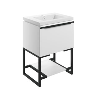 Framework Matt White 615mm Floor Standing Unit Inc. Basin
