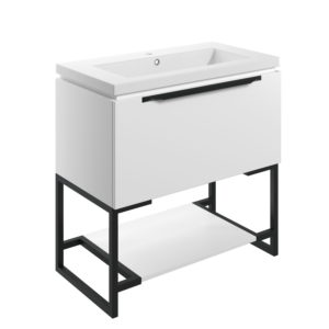 Framework Matt White 815mm Floor Standing Unit Inc. Basin