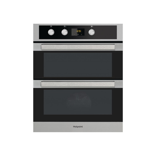 DKU5541JCIX Hotpoint Brushed chrome and black double oven