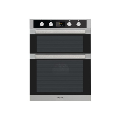 DXD7841JCIX Hotpoint Brushed chrome and black double oven