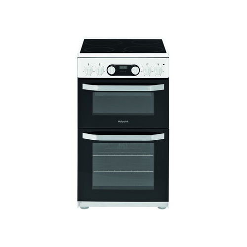 HD5V93CCWUK Hotpoint brushed chrome double cooker