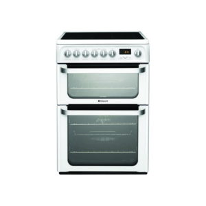 HUE62PS hotpoint brushed chrome double cooker