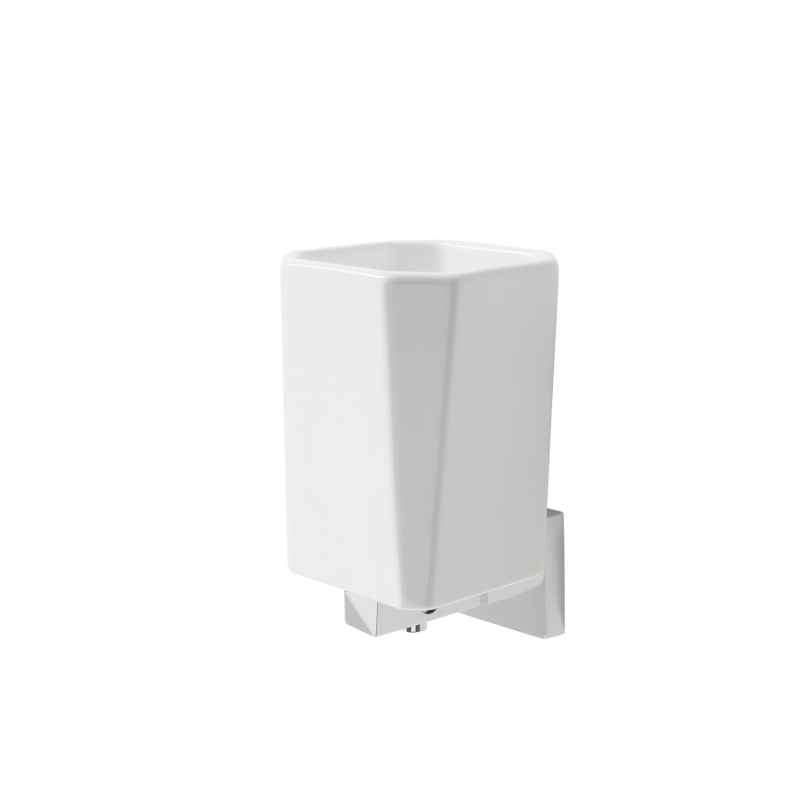 Vitti White Tumbler and Holder Wall Mounted