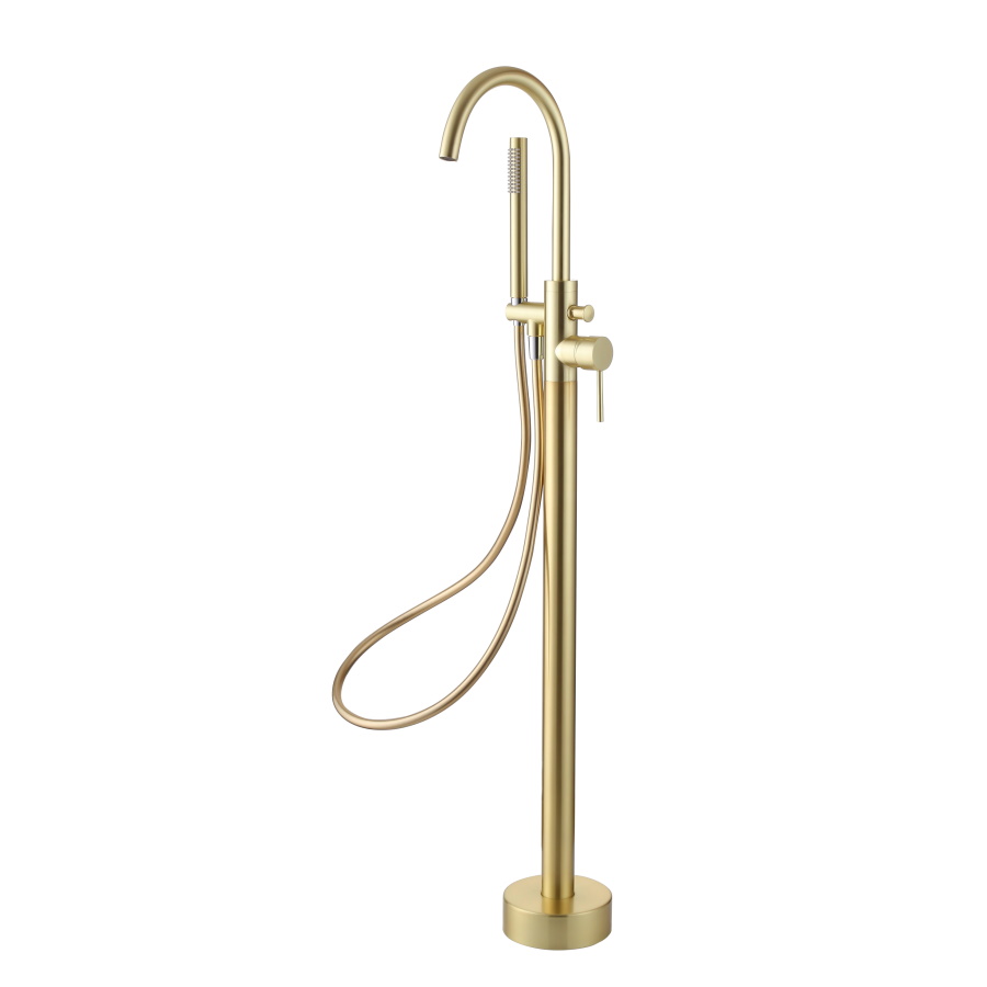 Pesca Brushed Brass Floor Standing Bath Shower Mixer