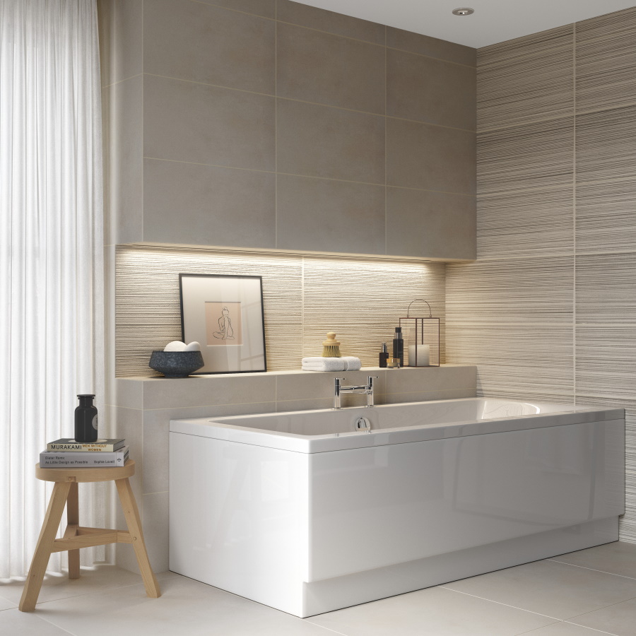 Solarna Double End Lifestyle with beige tiled bathroom