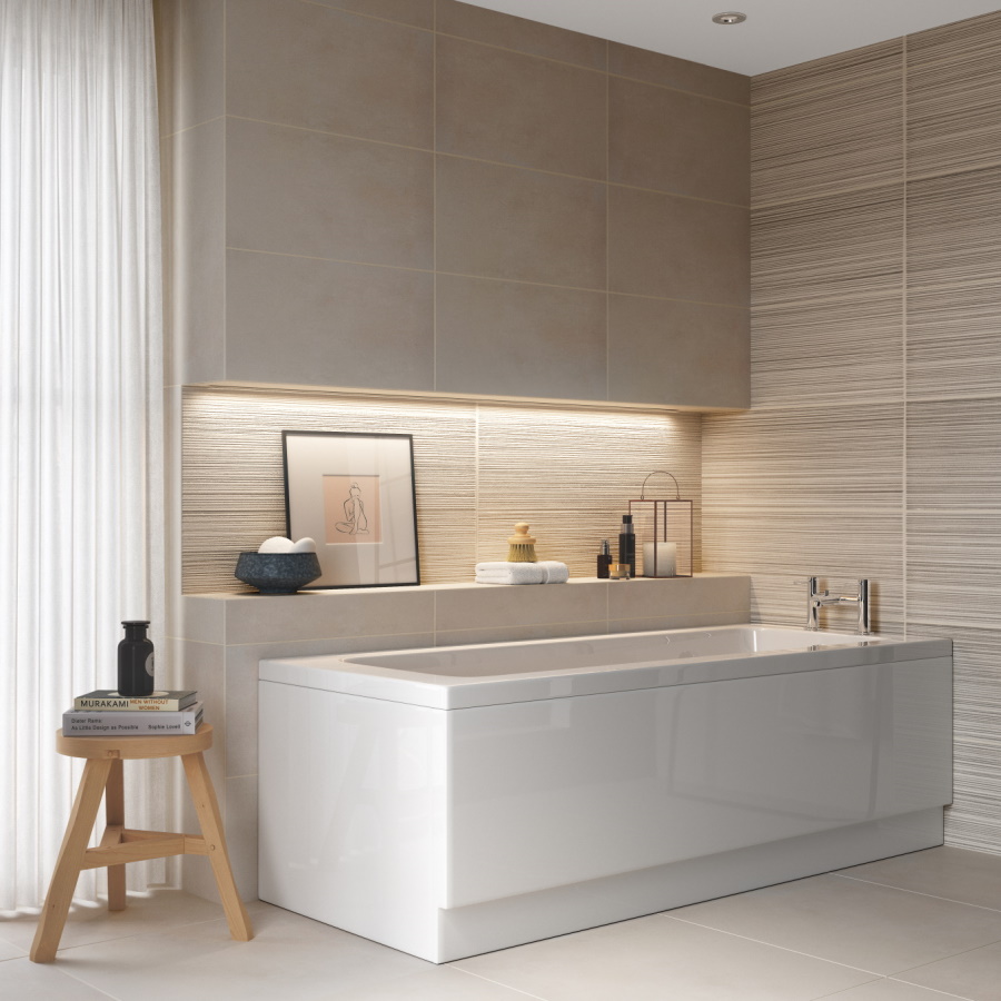 Solarna Double End Lifestyle with beige tiled bathroom