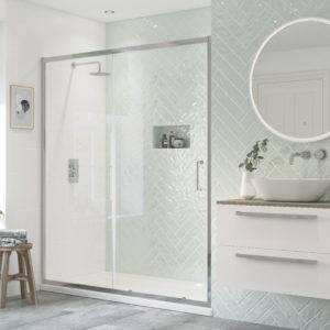 Fusion Studio with light turquoise angled tiles