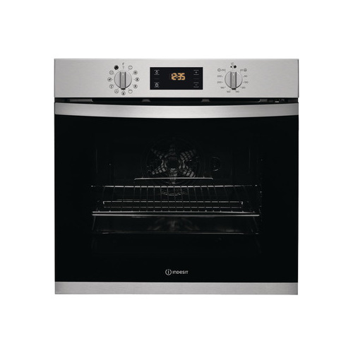 IFW3841PIXUK indesit chrome and black single oven